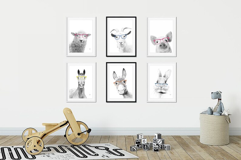 Farm Animal Art Gallery Wall Set Nursery Wall Art Nursery Etsy