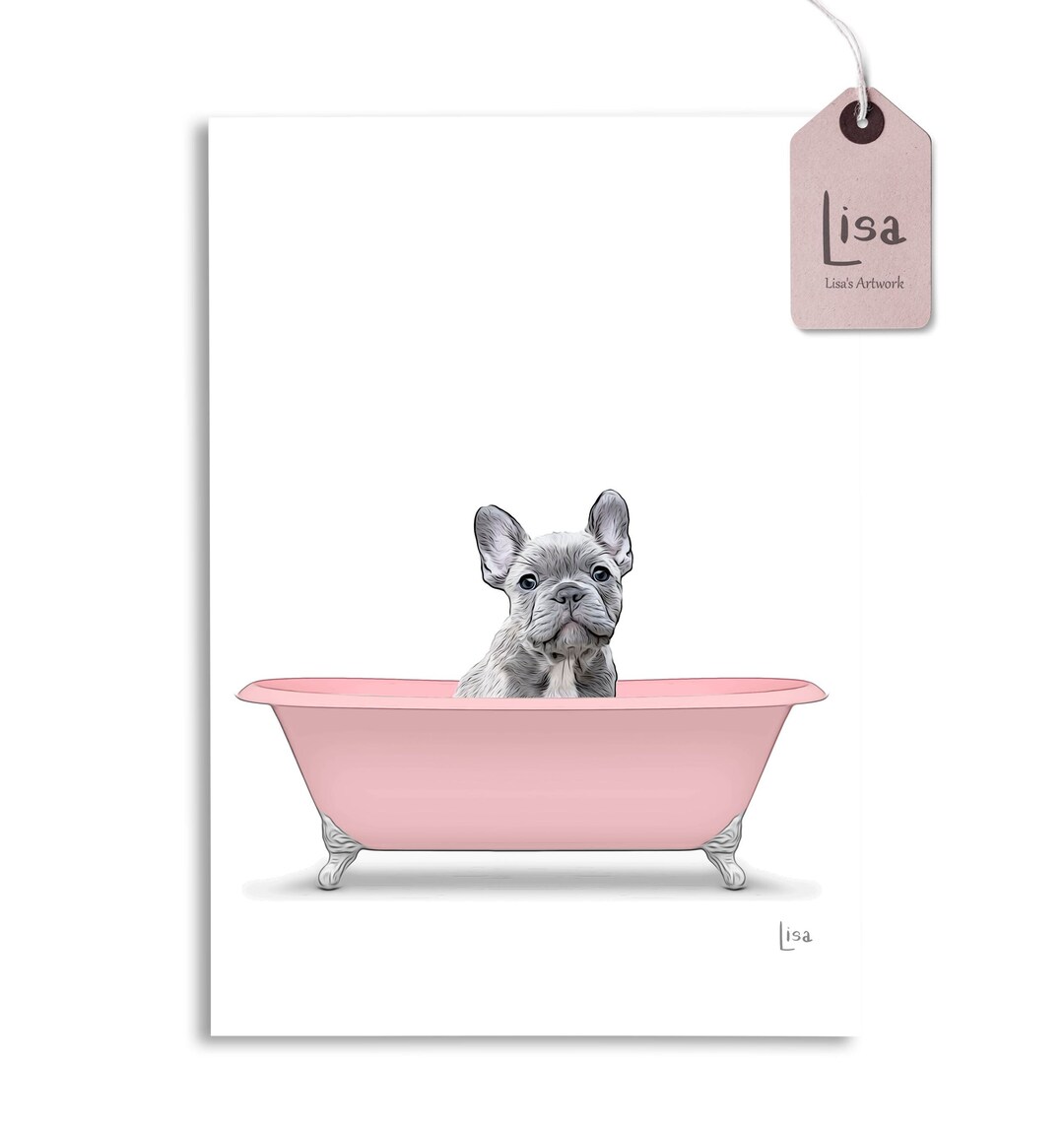 Bathroom Art, French Bulldog, Bathroom Wall Art, Bathroom Kids Art