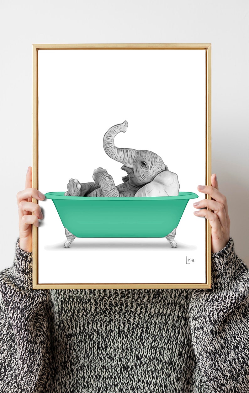 Bathroom Art Elephant Wall Art Bathroom Wall Art Bathroom Etsy