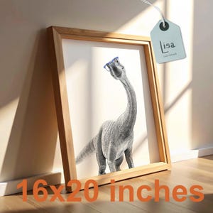 wall art 16x20, large wall art, Apatosaurus, printable wall art, dinosaur prints, digital wall art, kid room decor, playroom decor
