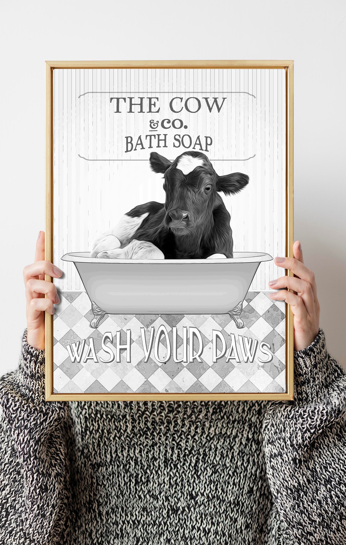 Cow Print Cow Art Bathroom Art Bathroom Wall Art Bathroom - Etsy