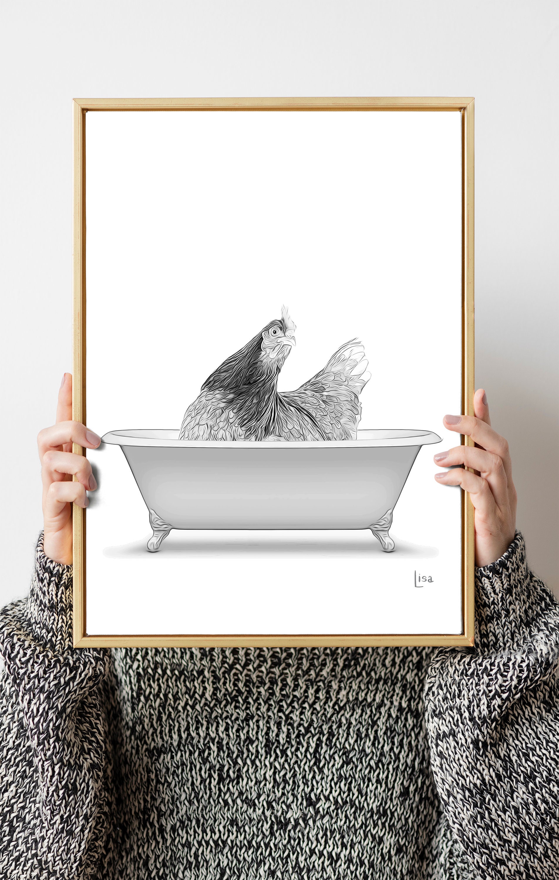 Hen Chicken Bathroom Art Bathroom Wall Art Bathroom Kids Etsy