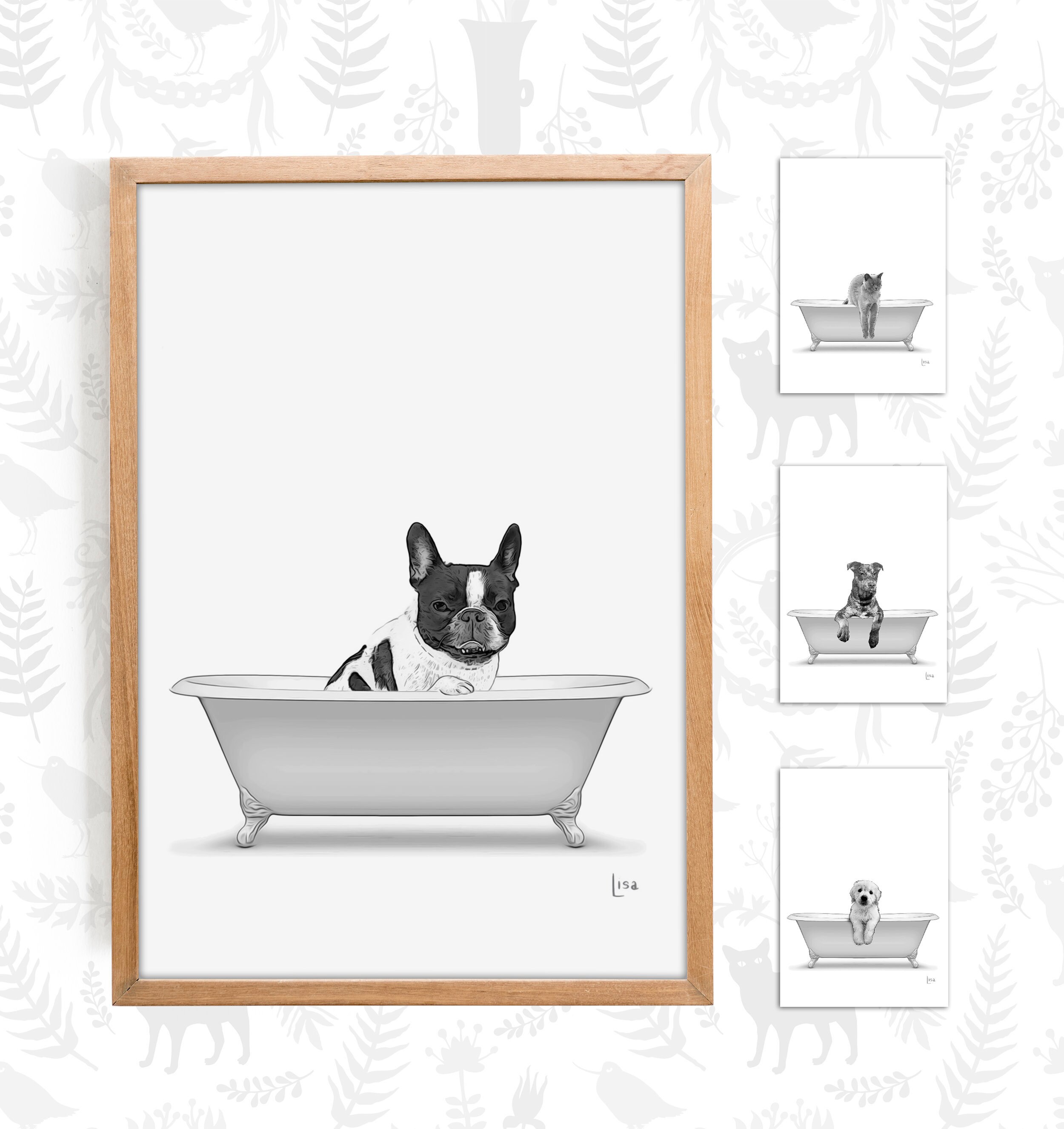 Pet Portrait Custom and Personalized Pet Dog Wall Art | Etsy