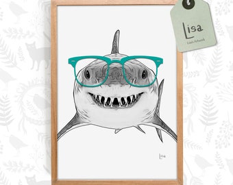 digital prints, shark, wall art, printable wall art, wall decor, printable poster, instant download, printable art nursery