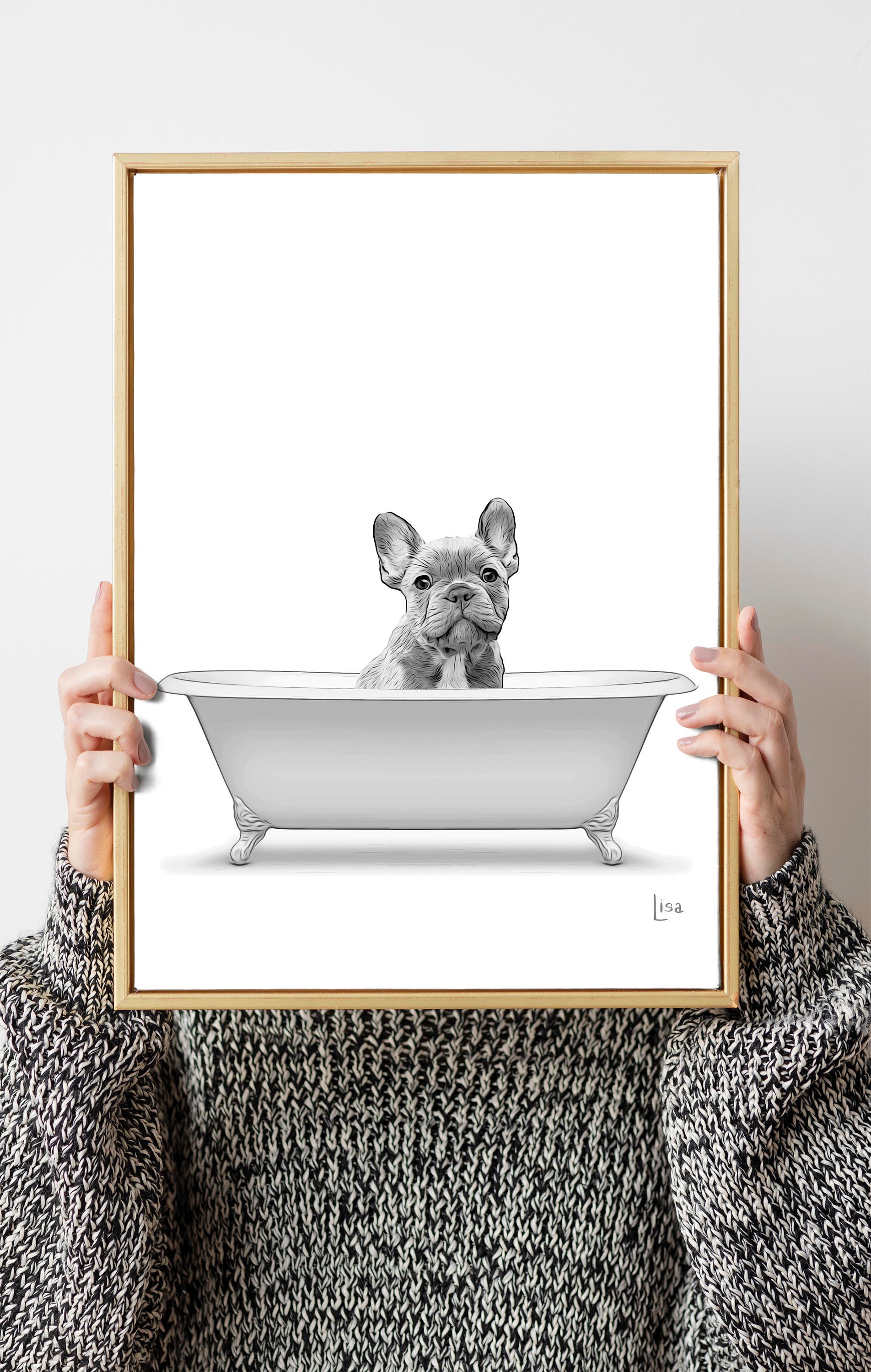 Bathroom Art French Bulldog Bathroom Wall Art Bathroom Kids Etsy