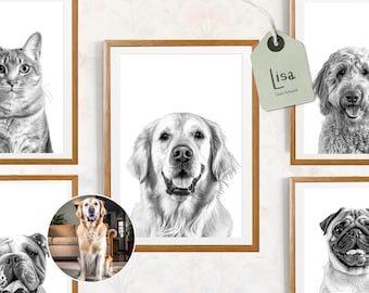 custom pet portrait from photo, custom illustration, pet drawing, pet memorial, personalized gifts, drawing from photo, personalised