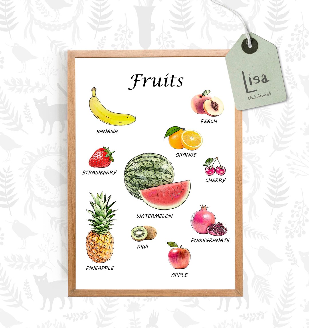 Classroom Posters, Fruits, Food Print, Classroom Decor, Playroom Decor ...