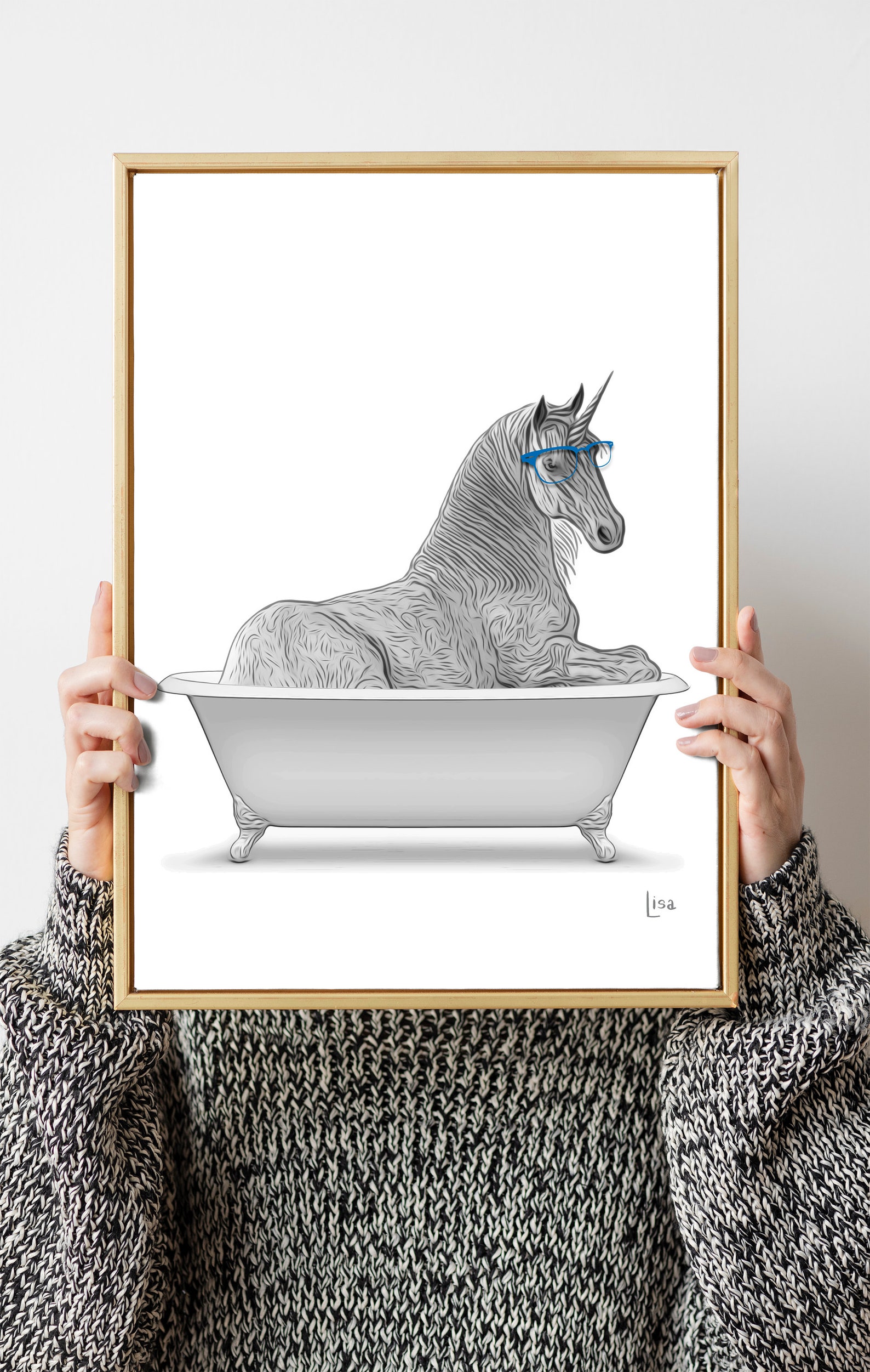Bathroom Art Unicorn Decor Bathroom Wall Art Bathroom Kids Etsy