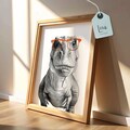 T-Rex with Glasses Printable Dinosaur Wall Art, Boy Nursery Decor, Baby Boy Room Art, Dinosaur Illustration, Digital Download