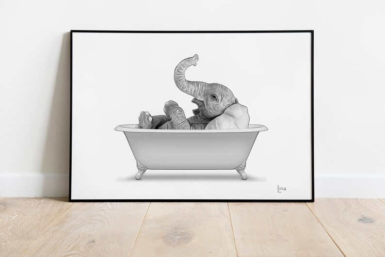 Bathroom art elephant wall art bathroom wall art bathroom Etsy