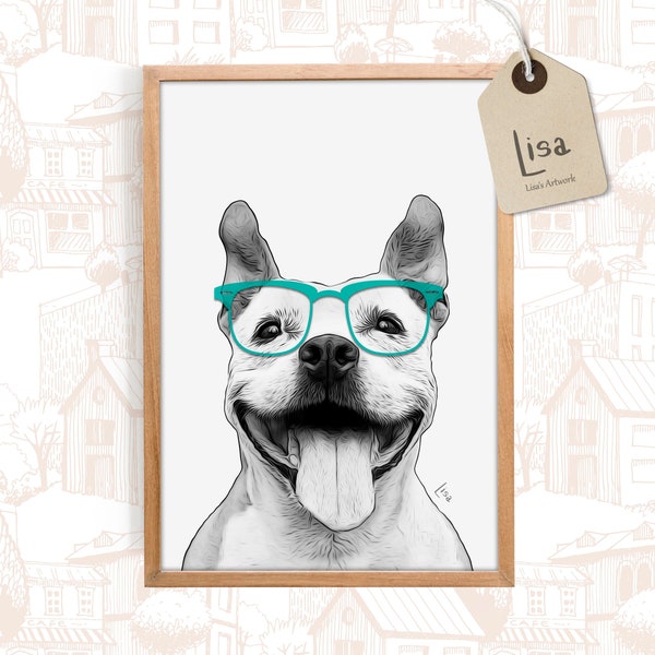 Dog With Glasses - Etsy