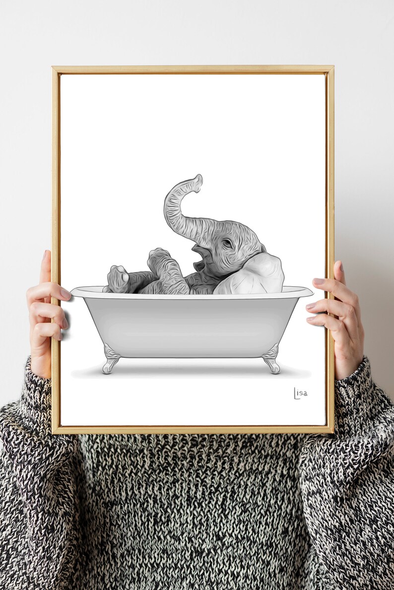 Bathroom Art Elephant Wall Art Bathroom Wall Art Bathroom Etsy