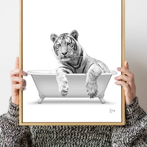 bathroom art, tiger wall art, bathroom wall art, bathroom kids art, bathroom decor, bathroom wall decor, animal art, nursery wall art image 4