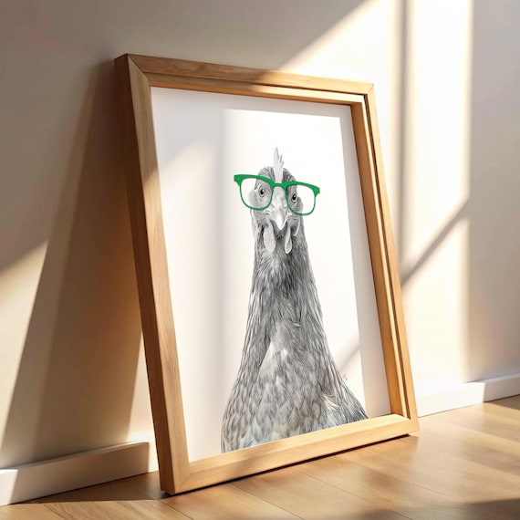 farm animal prints, animal with glasses, animal art print, printable wall art,