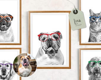 custom pet portrait from photo, custom illustration, pet drawing, pet memorial, personalized gifts, drawing from photo, personalised