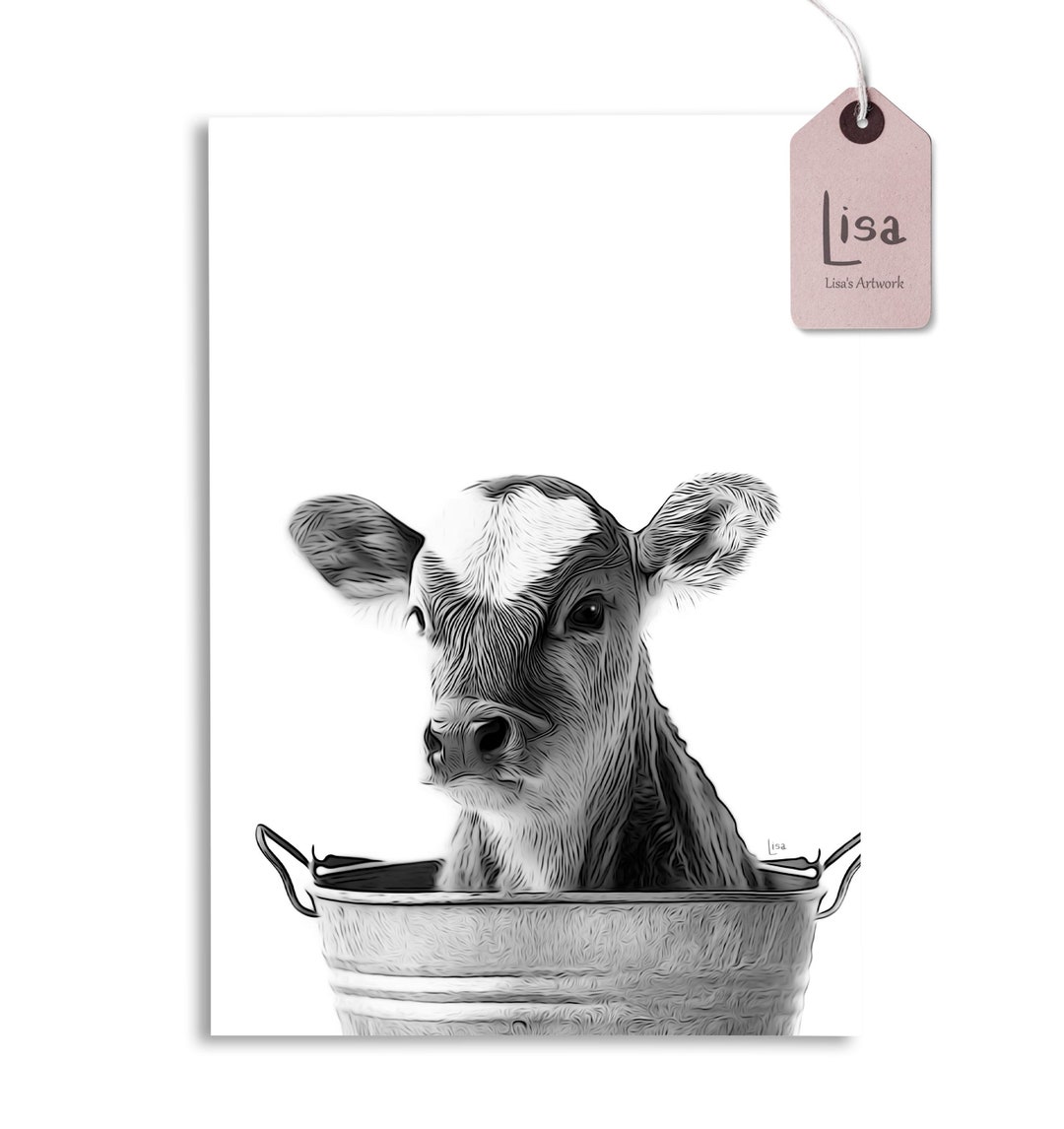 Cow Print, Cow Art, Bathroom Art, Bathroom Wall Art, Bathroom Kids Art ...