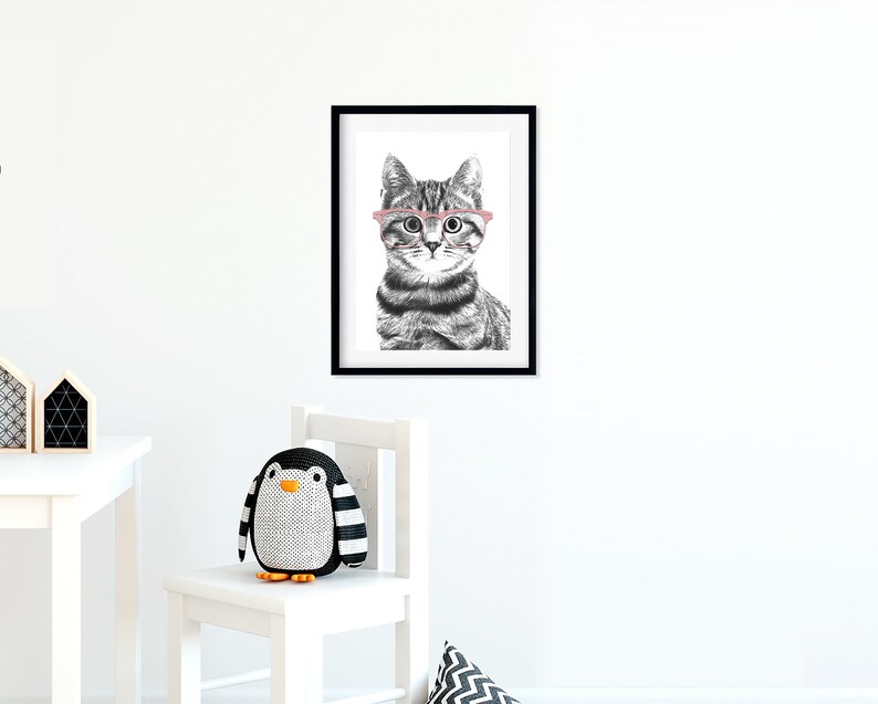 Cat Wall Art Cat Prints Cat Painting Nursery Print Pet Etsy