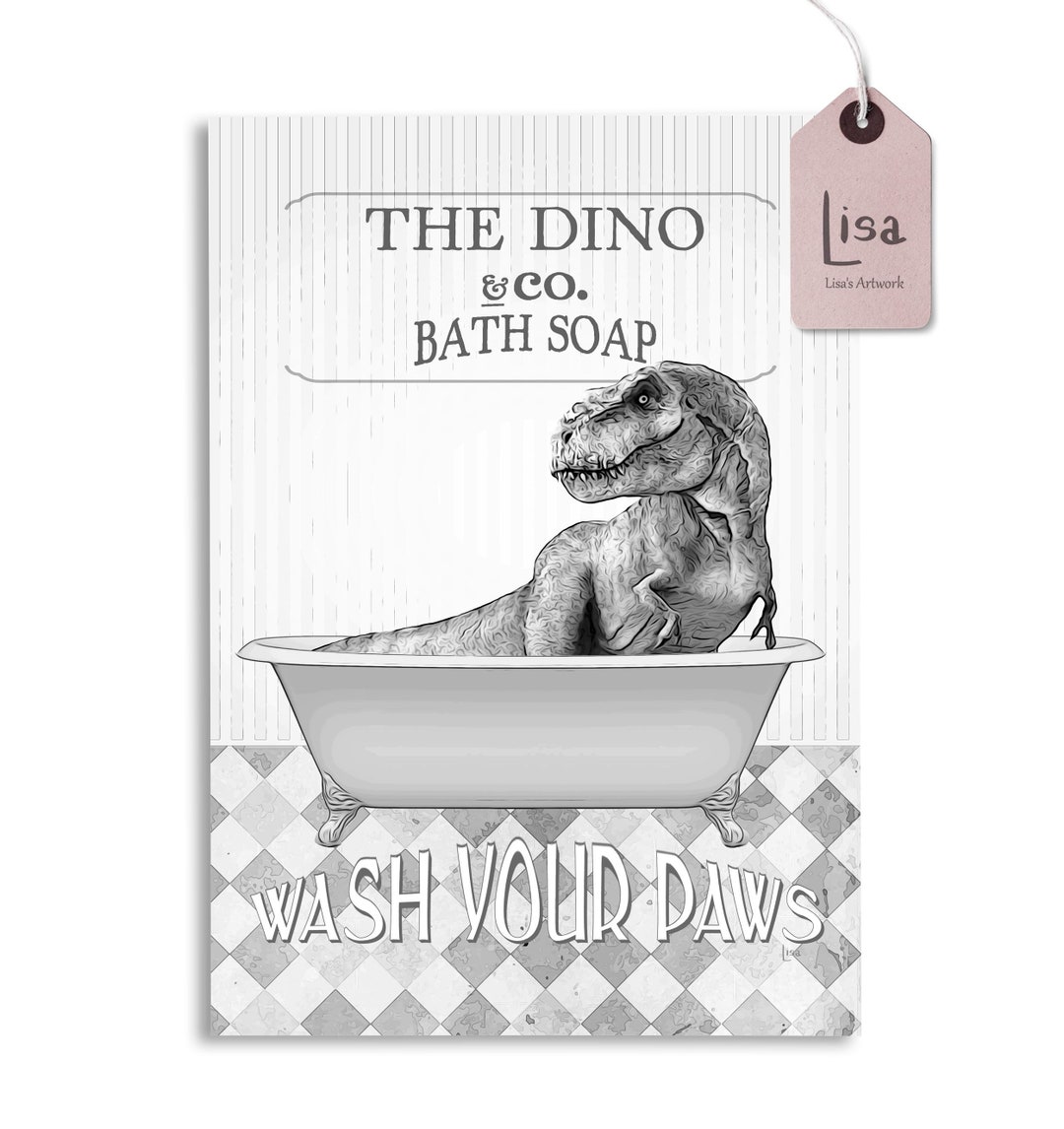 Dinosaur Decor, Bathroom Art, Dinosaur, Bathroom Wall Art, Bathroom