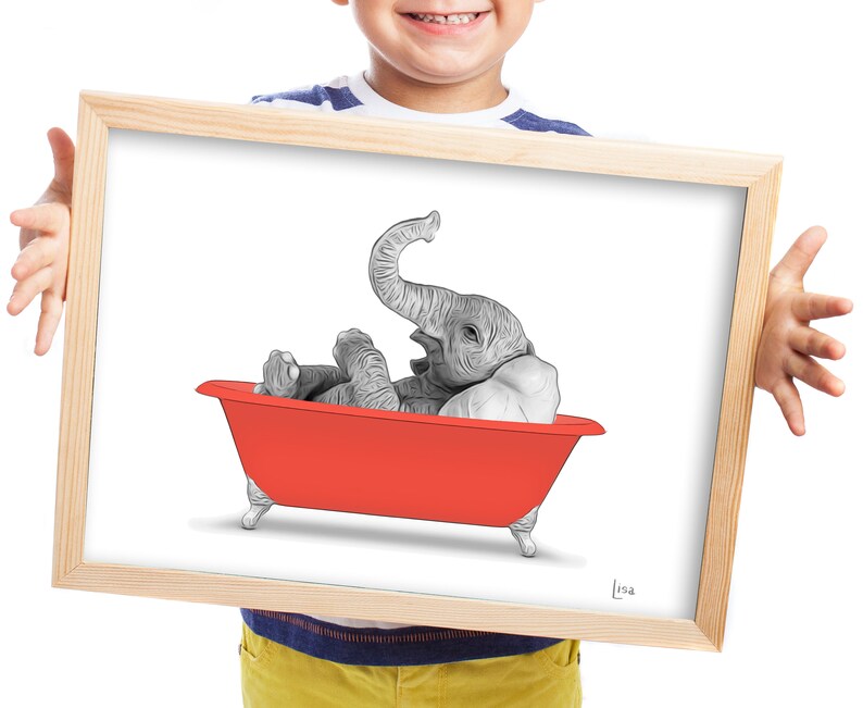 Bathroom art elephant wall art bathroom wall art bathroom | Etsy