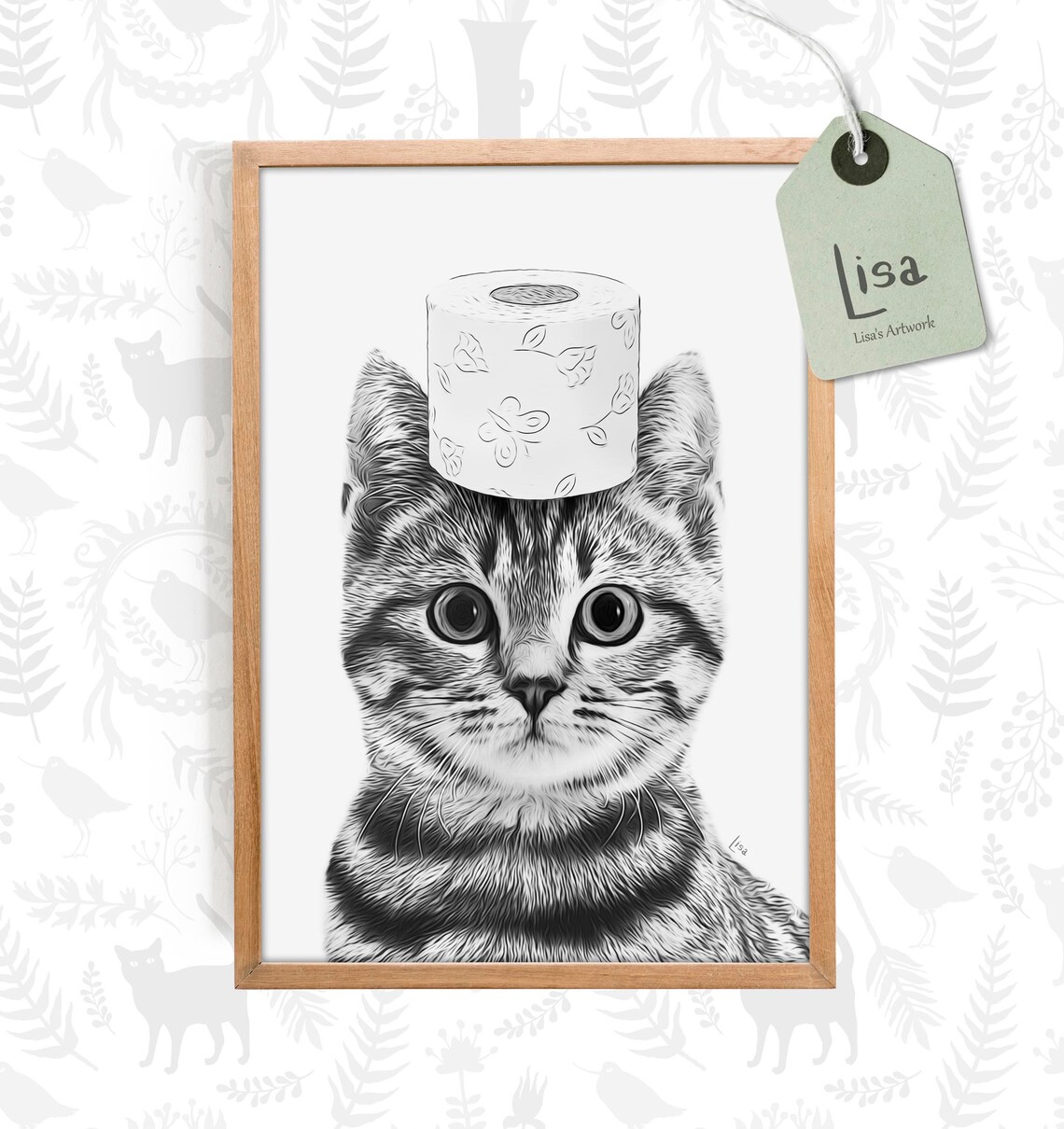 Bathroom Art Cat Print Cat Art Print Bathroom Wall Art - Etsy