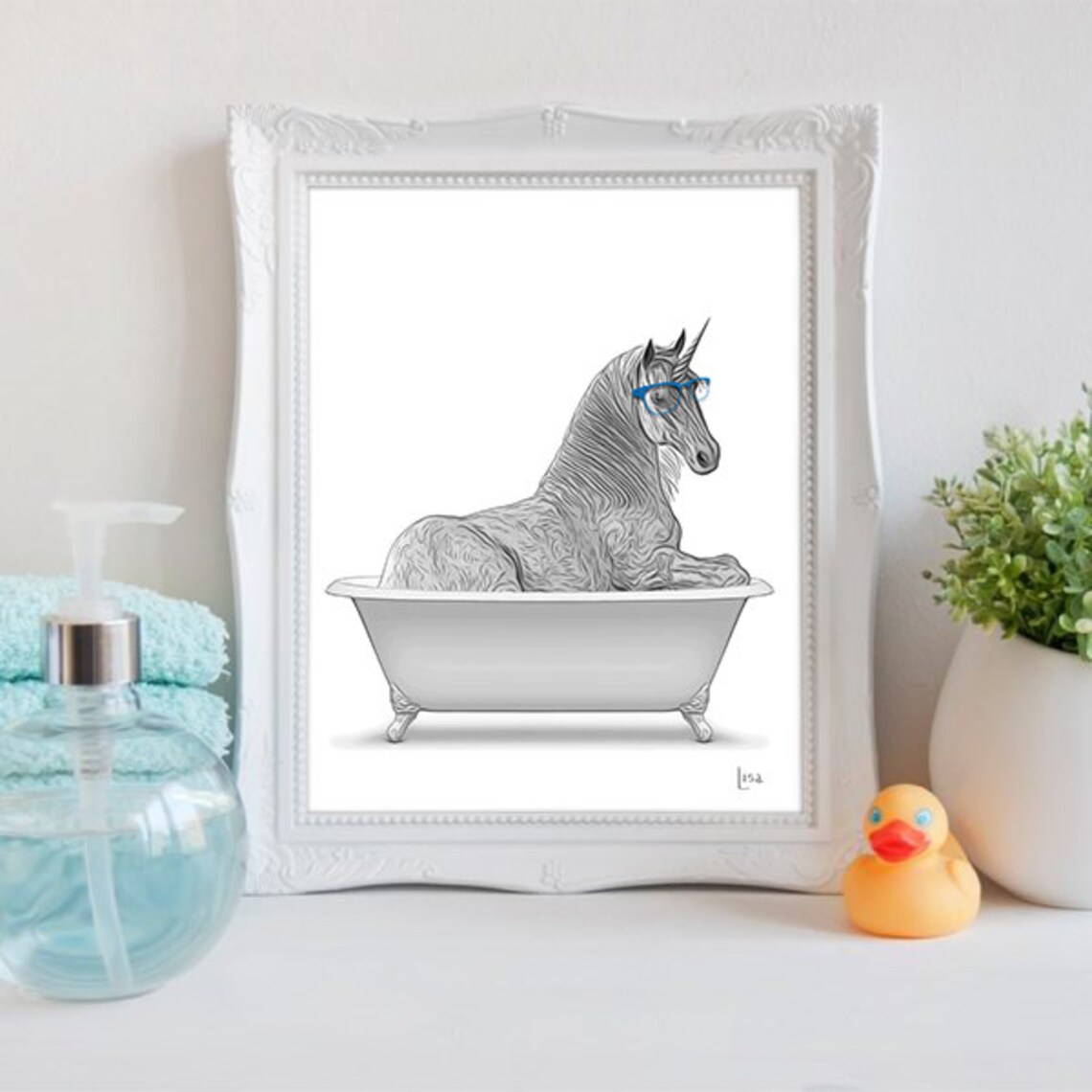 Bathroom Art Unicorn Decor Bathroom Wall Art Bathroom Kids Etsy