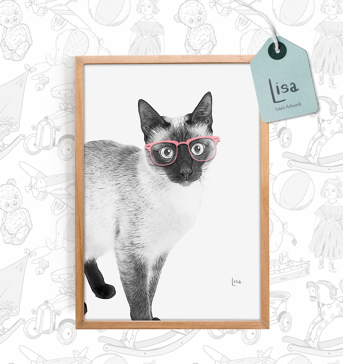 Siamese Cat Print Cat Art Nursery Wall Art Nursery Art Etsy