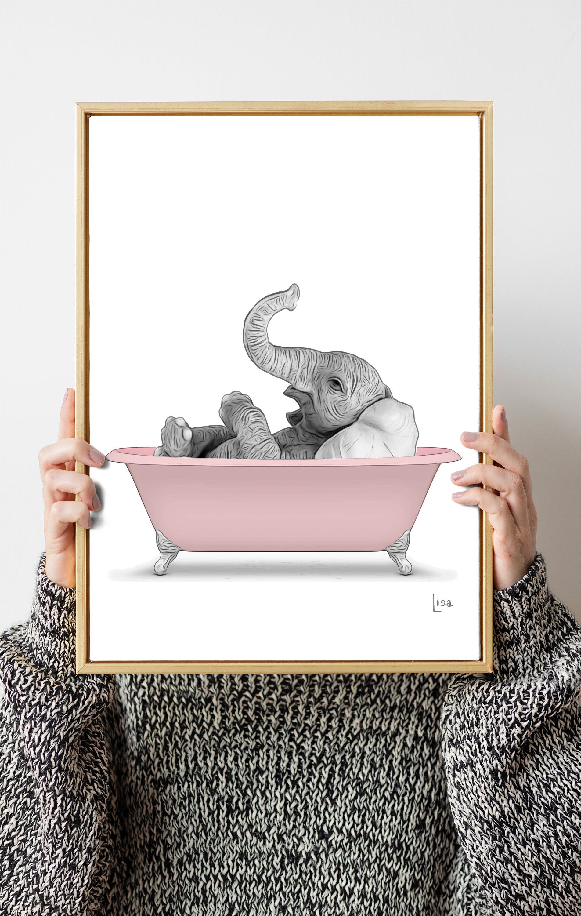 Bathroom Art Elephant Wall Art Bathroom Wall Art Bathroom Etsy