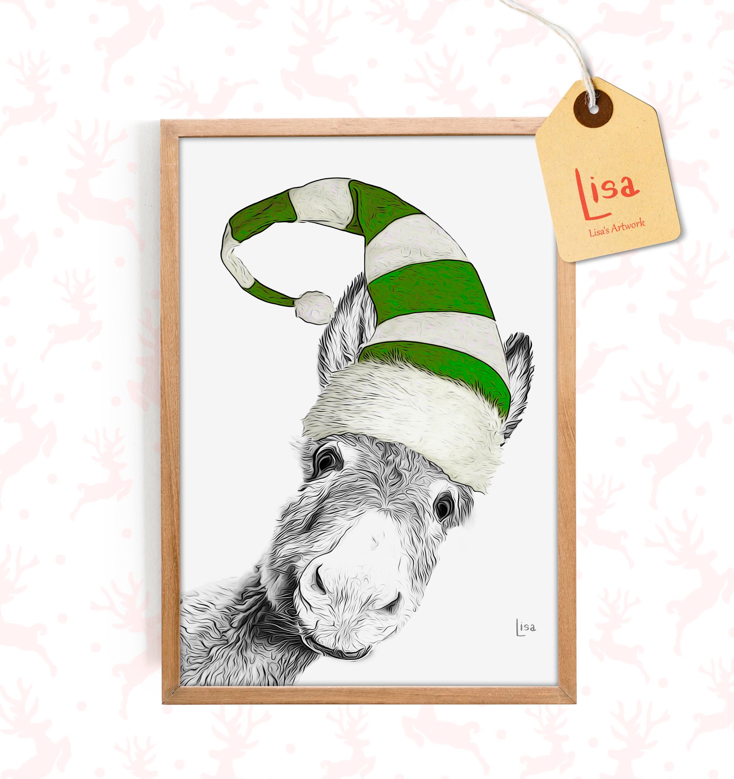 Donkey Art Holiday Decor Printable Christmas Christmas Home - Etsy