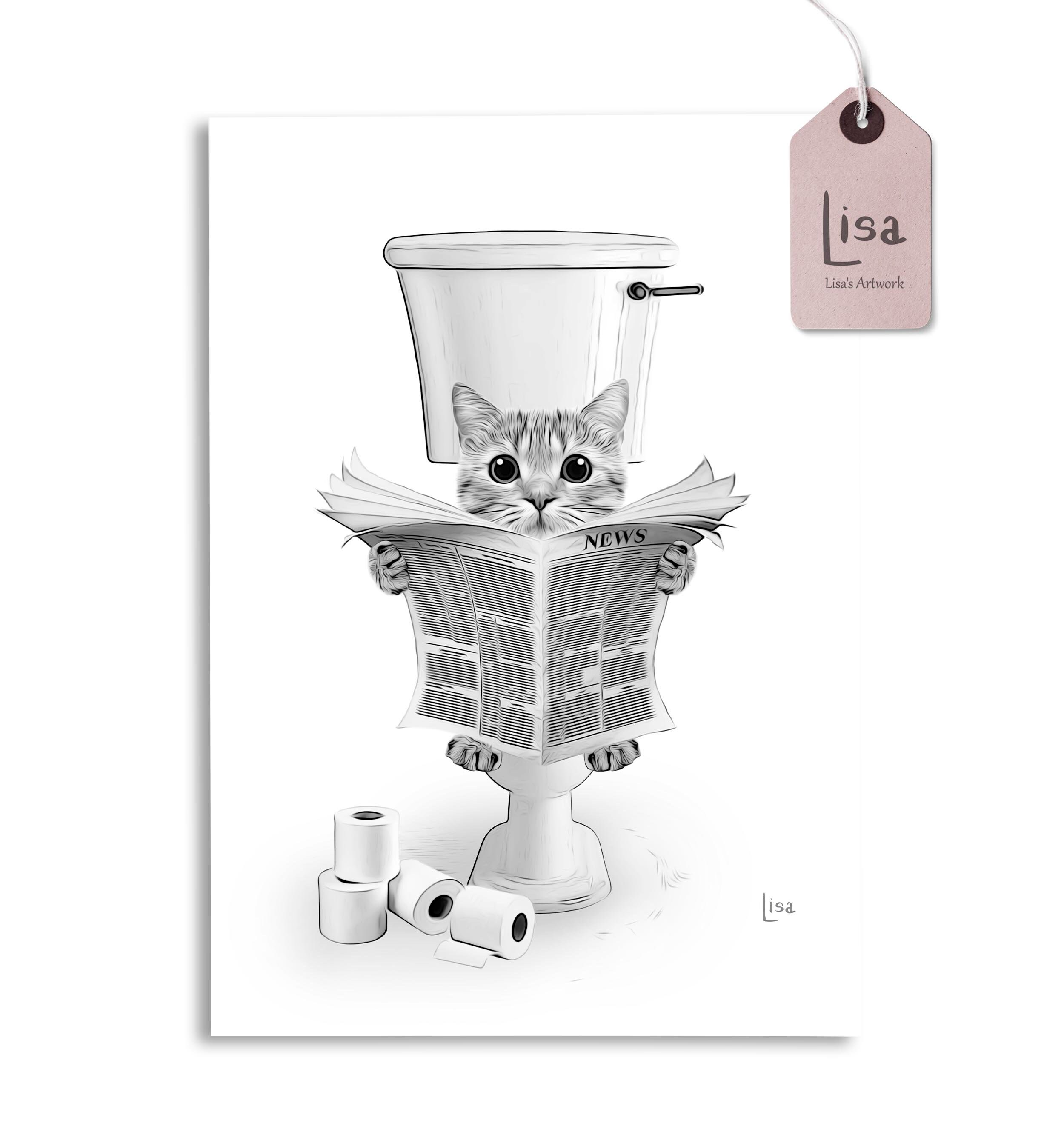 Bathroom Art Cat Print Cat Art Print Bathroom Wall Art - Etsy