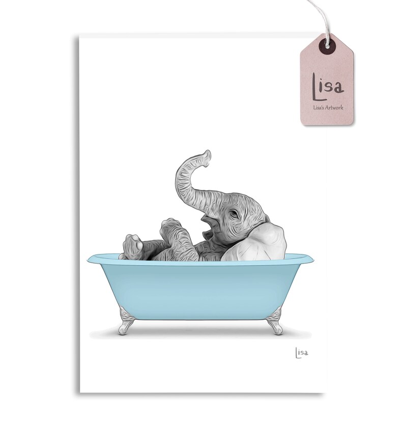 Bathroom Art Elephant Wall Art Bathroom Wall Art Bathroom Etsy