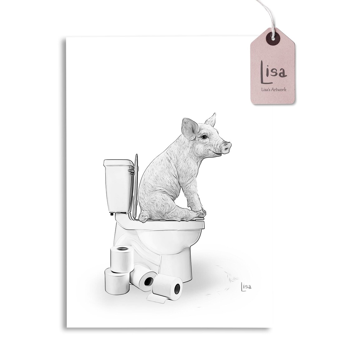 Lustige Schildkröte Mit Klopapier - Schwarze Wandkunst Für Kinder-Badezimmer