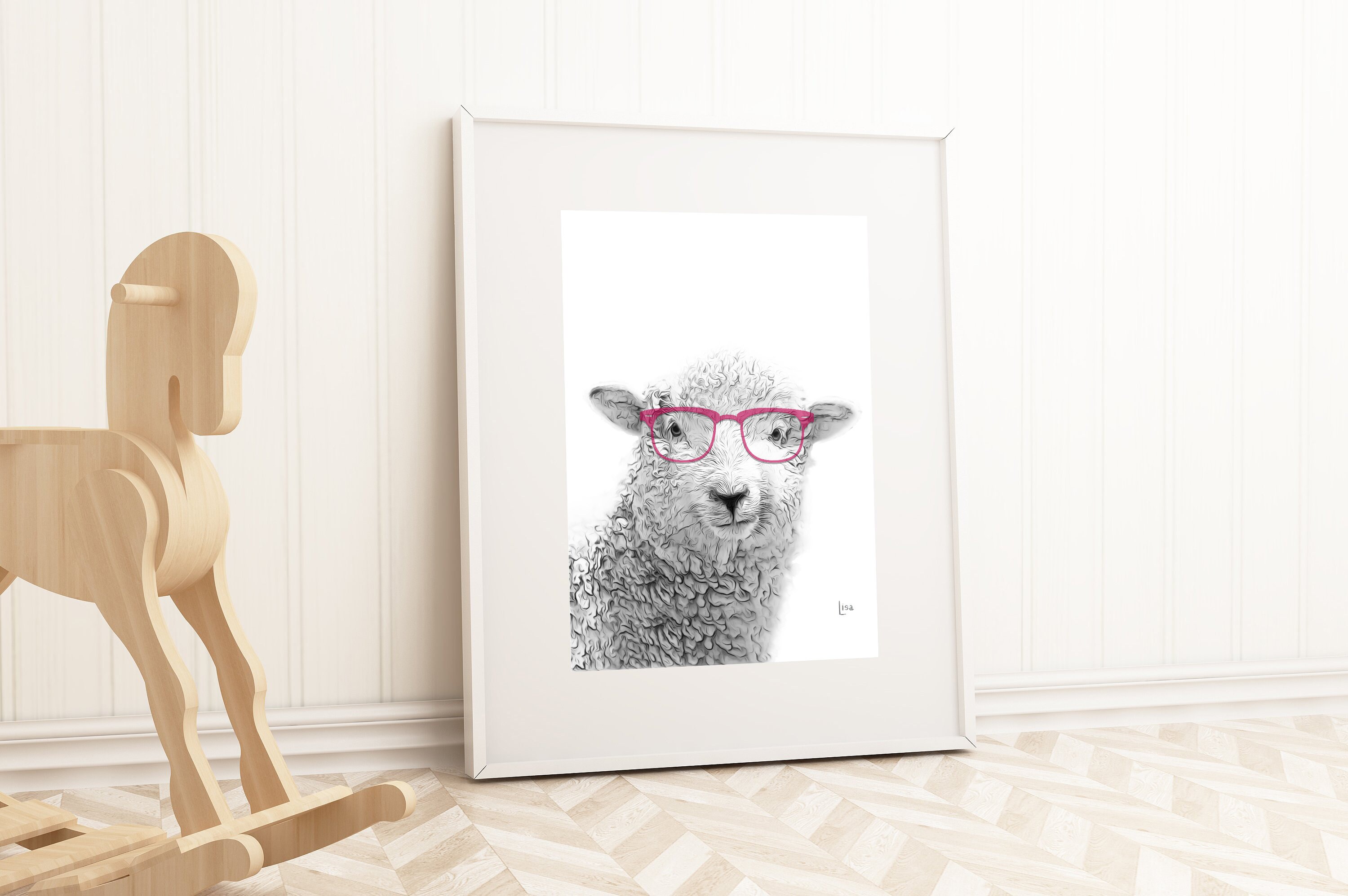 Farm Animal Print Animal Wearing Glasses Animal Print Sheep | Etsy