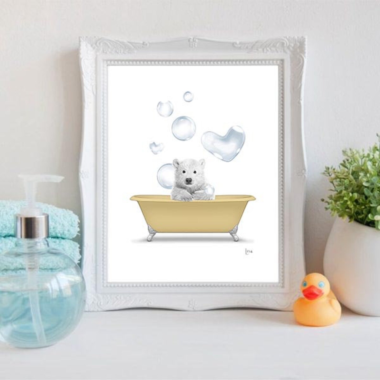 Bathroom art polar bear bathroom wall art bathroom kids Etsy