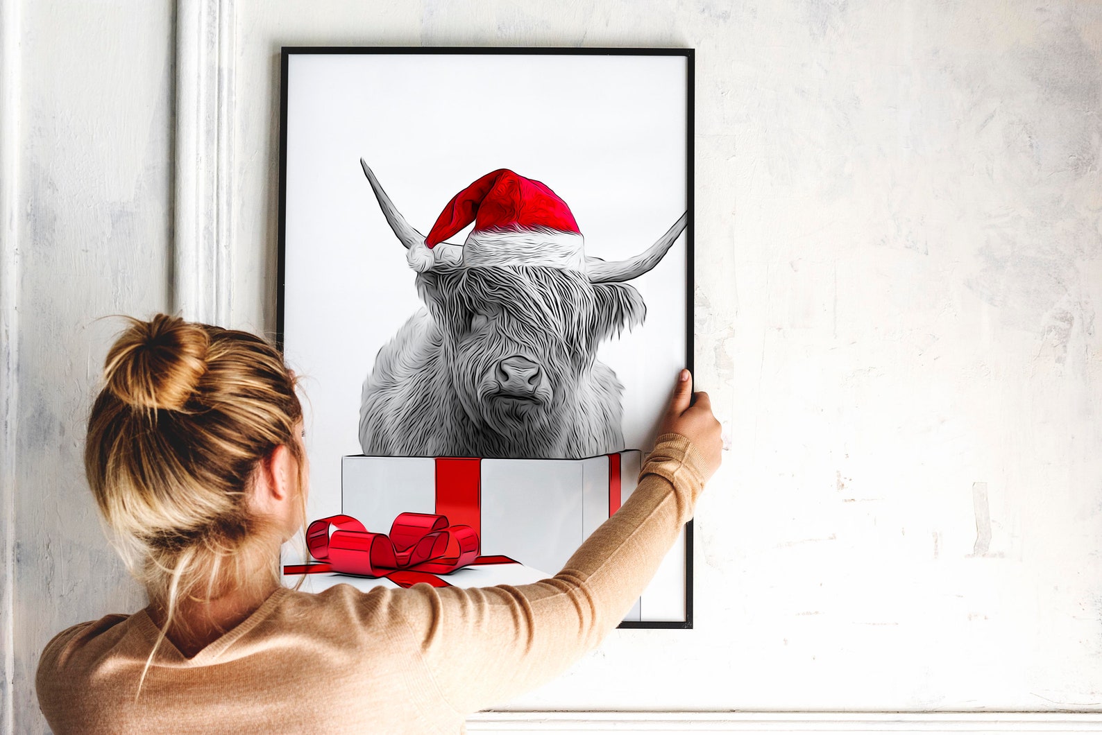 Highland Cow Holiday Decor Printable Christmas Cow Print Etsy