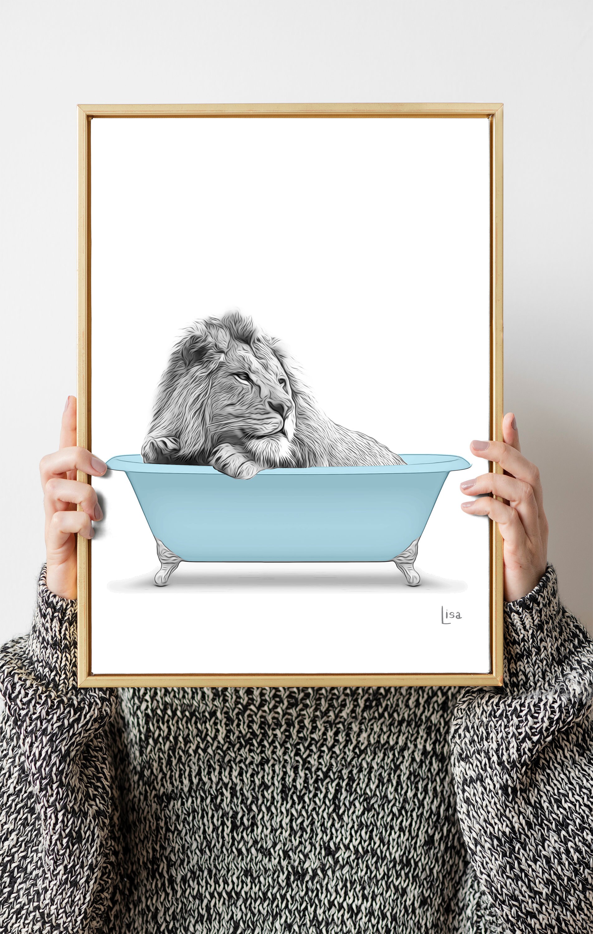Bathroom art lion wall art bathroom wall art bathroom kids | Etsy