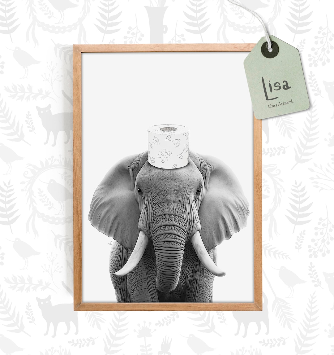Cute Printable Elephant With Toilet Paper Roll - Fun Bathroom Decor for ...