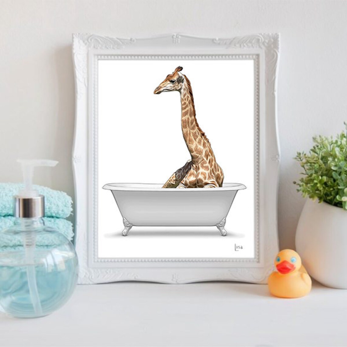 Bathroom art giraffe wall art bathroom wall art bathroom Etsy