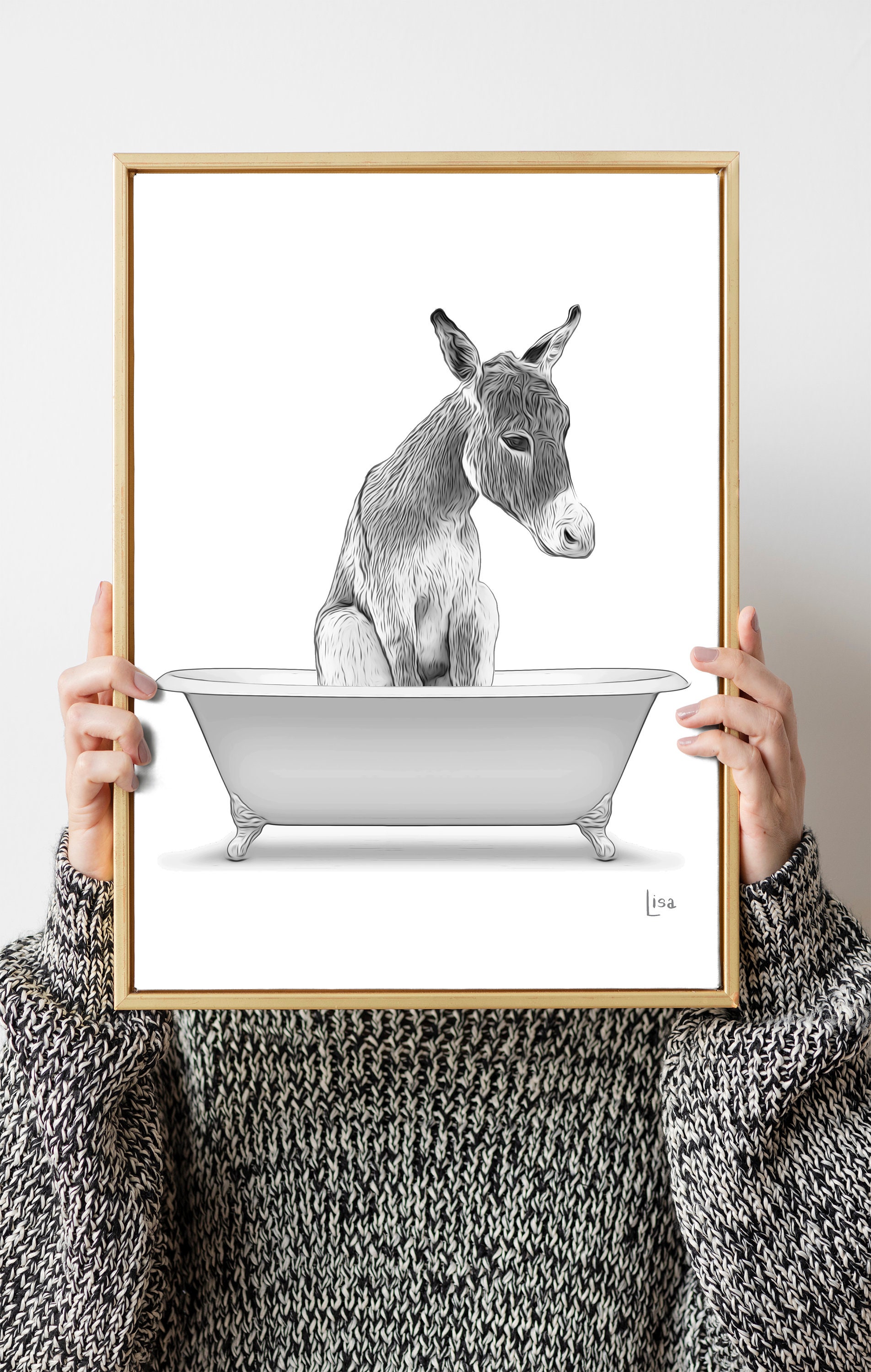 Donkey Bathroom Art Bathroom Wall Art Bathroom Kids Art Etsy Canada