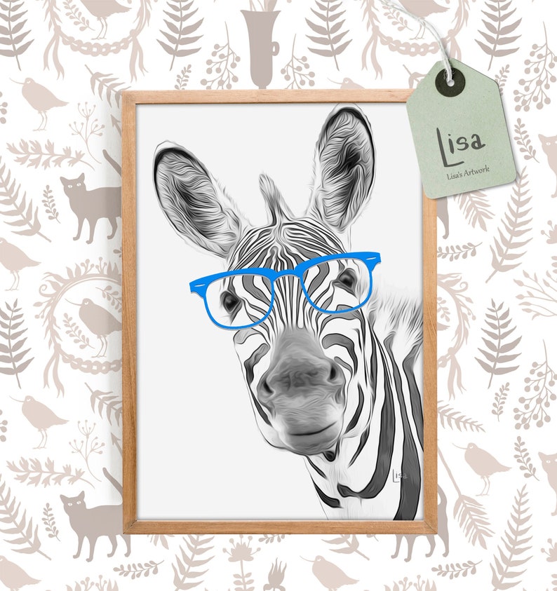 Zebra Art Print Nursery Black and White Prints Animal With Etsy
