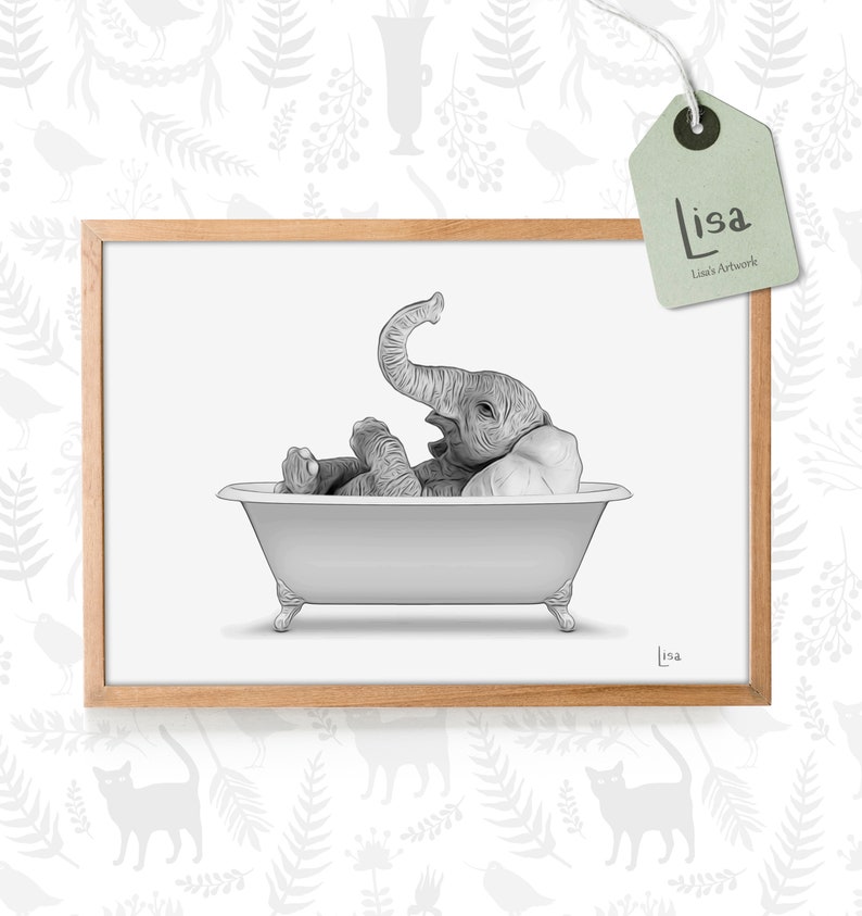 Bathroom Art Elephant Wall Art Bathroom Wall Art Bathroom Etsy