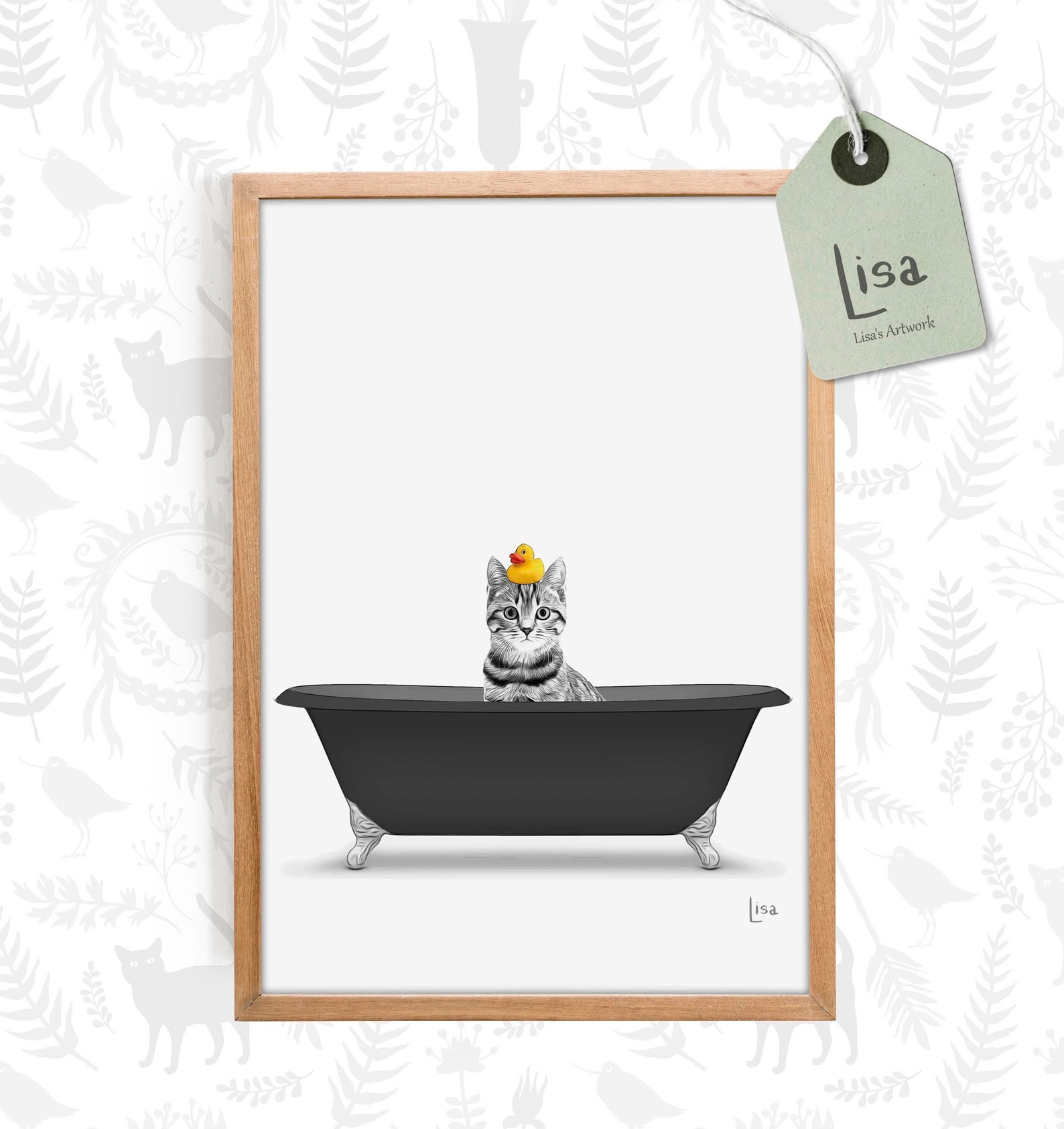 Bathroom Art Cat Print Cat Art Print Bathroom Wall Art Etsy