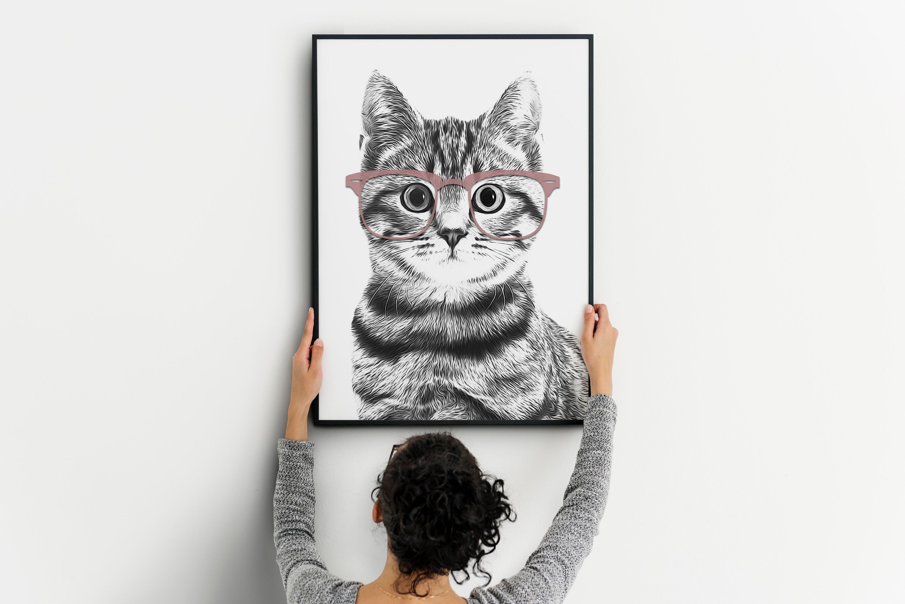 Cat wall art cat prints cat painting nursery print pet Etsy