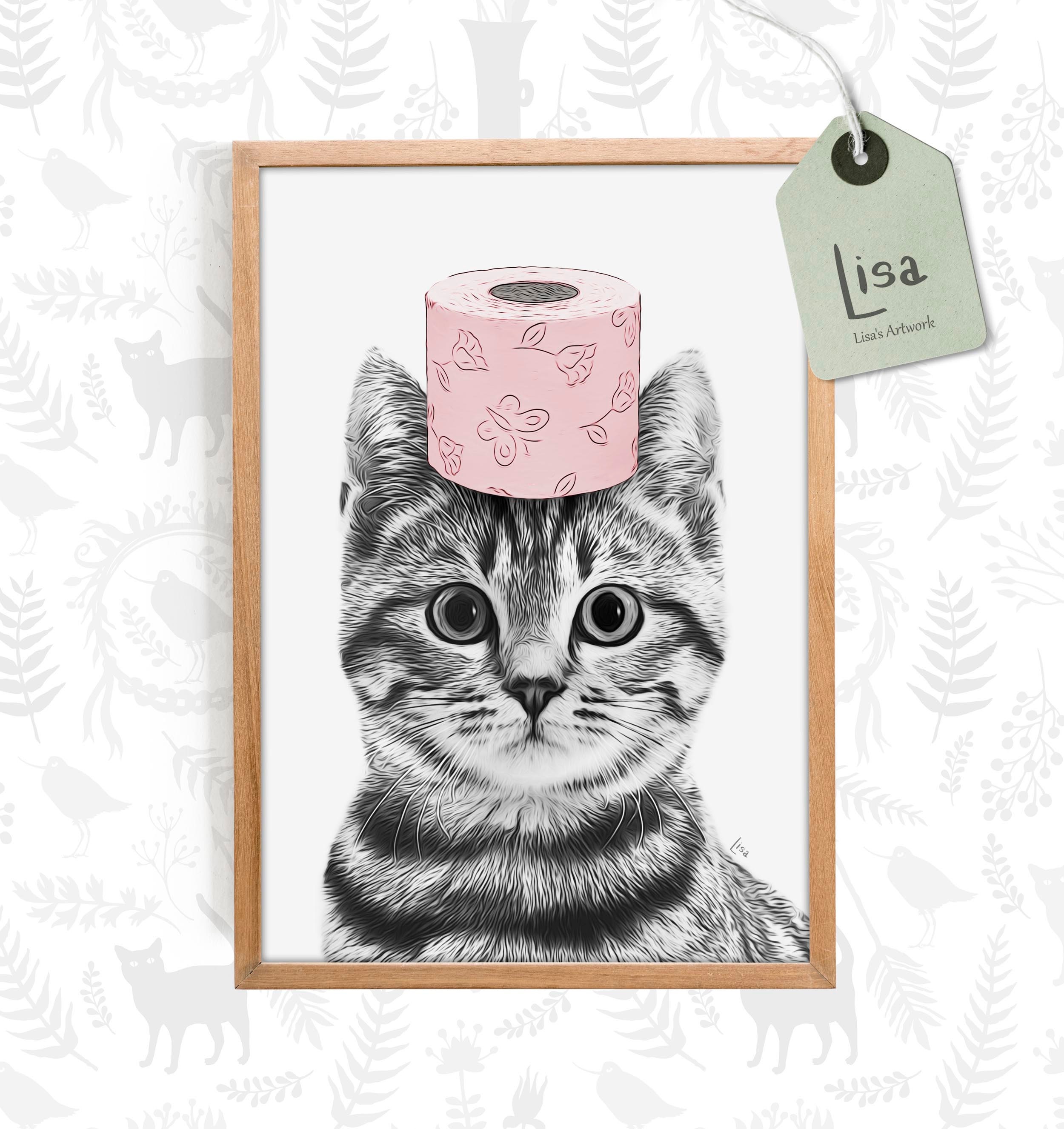 Bathroom Art Cat Print Cat Art Print Bathroom Wall Art - Etsy