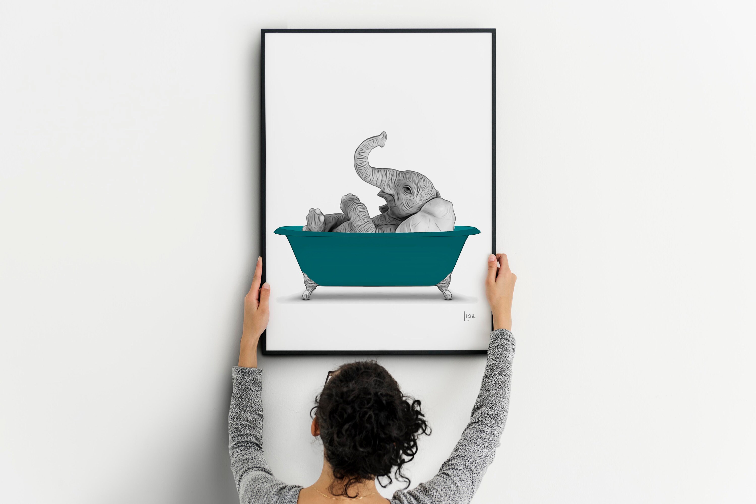 Bathroom art elephant wall art bathroom wall art bathroom Etsy