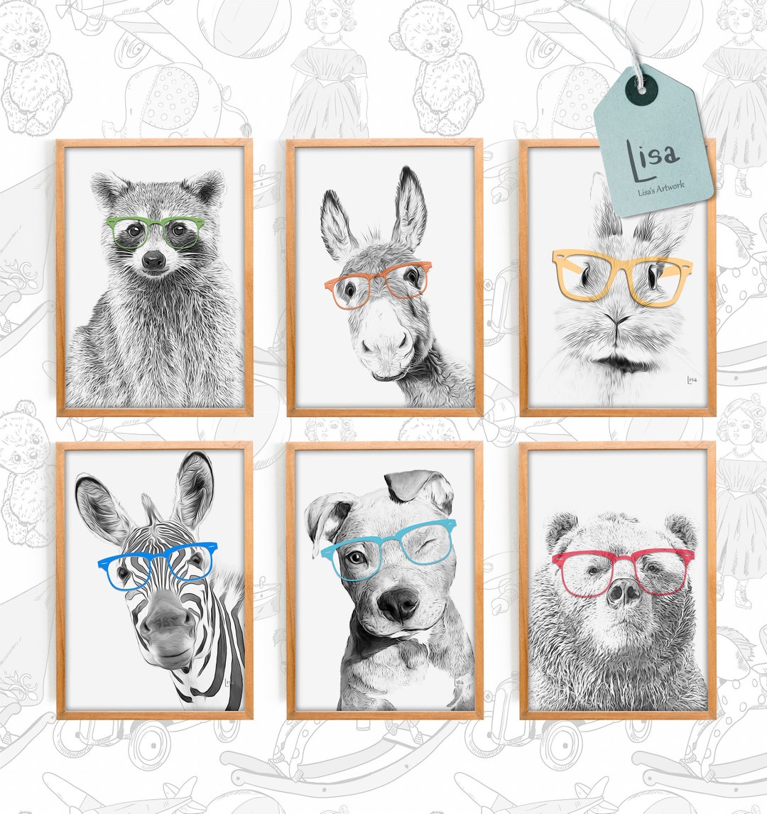 Set Animal Art, Gallery Wall Set, Nursery Wall Art, Nursery Decor ...