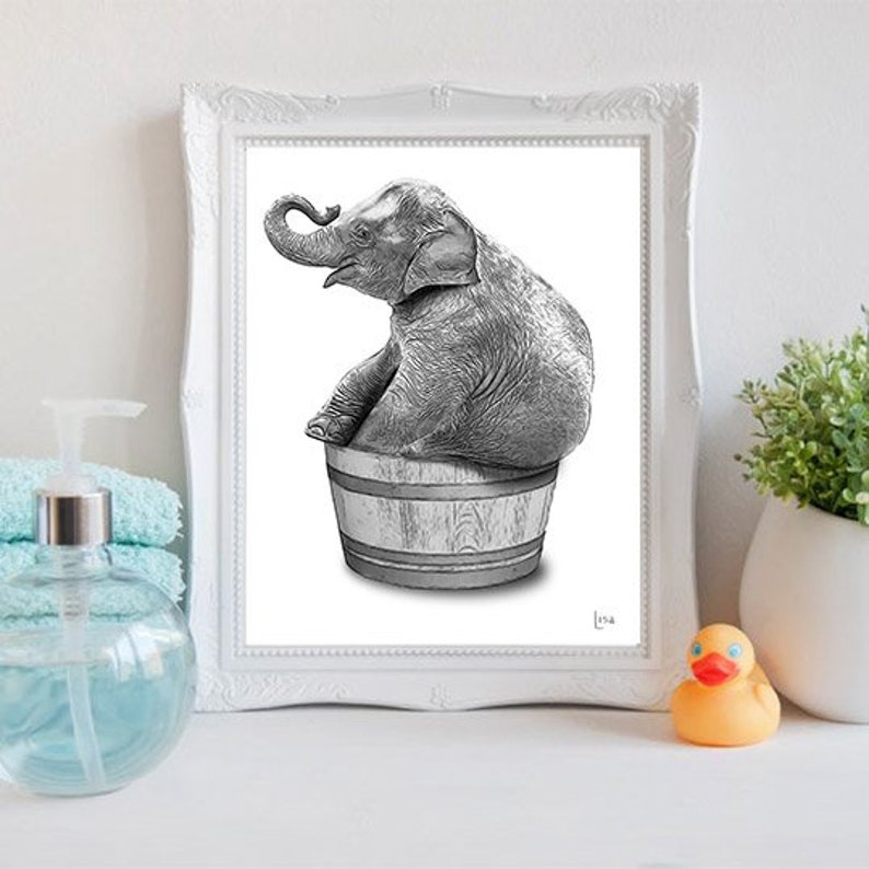 Bathroom Art Elephant Wall Art Bathroom Wall Art Bathroom Etsy