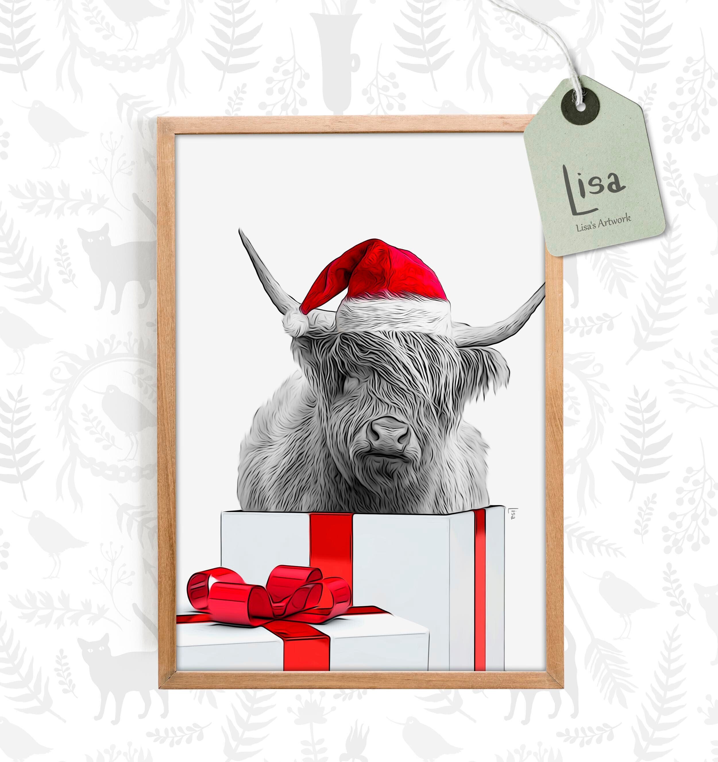 Highland Cow Holiday Decor Printable Christmas Cow Print Etsy