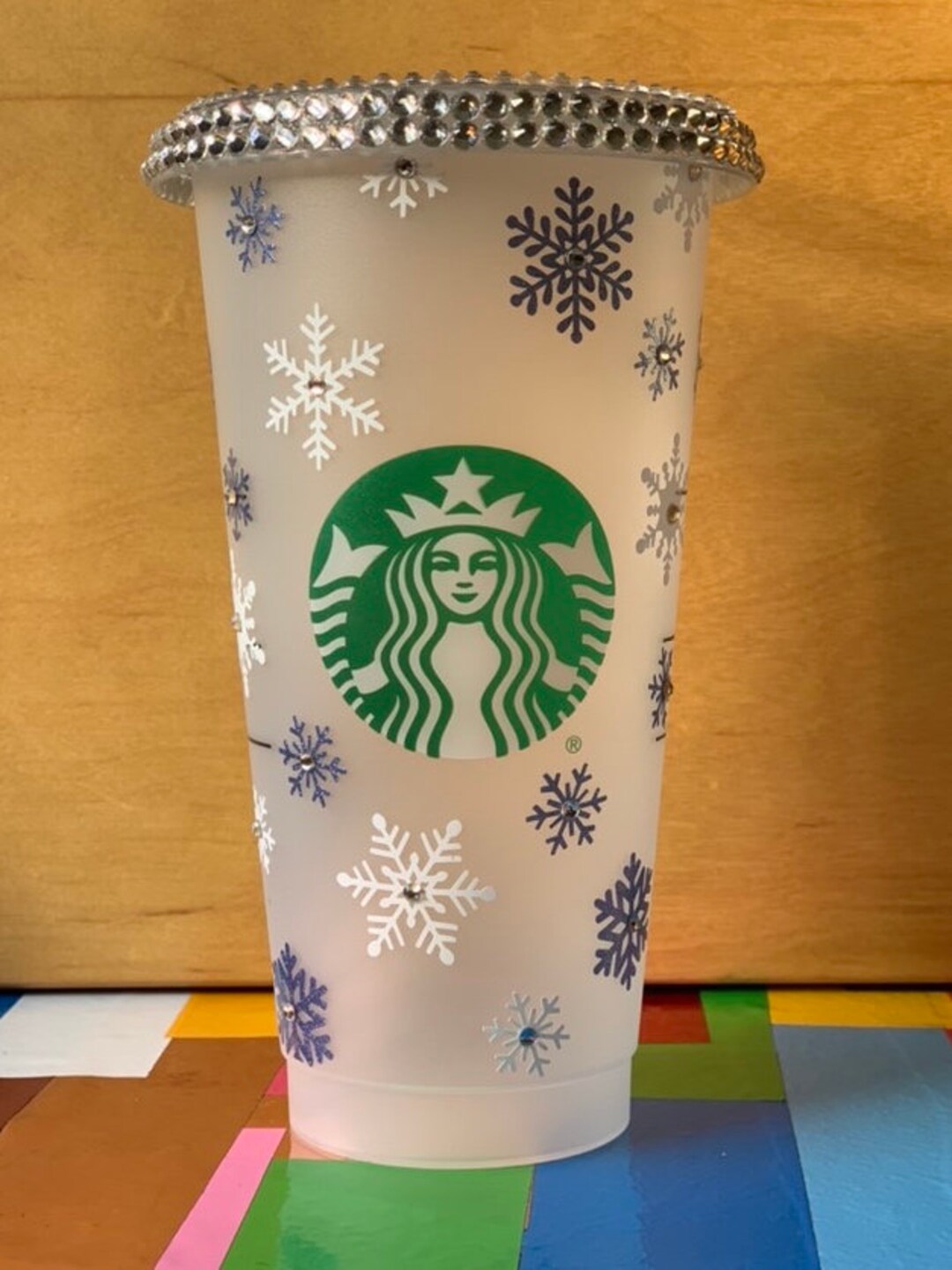 Starbucks Cold Cup Christmas Bling Snow Flake 24oz Etsy