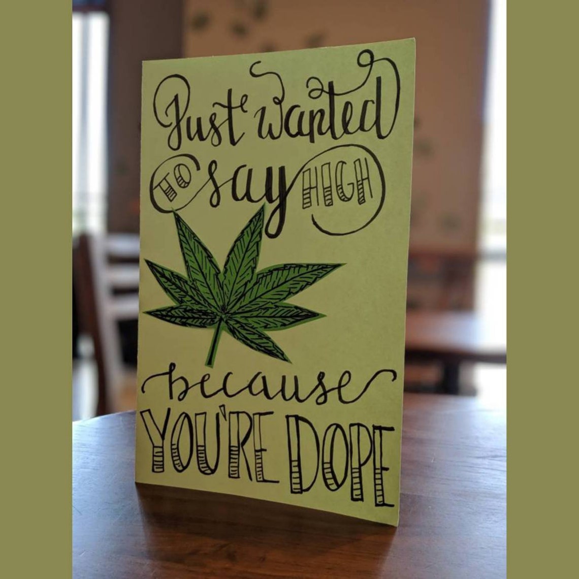 Handmade Cannabis Greeting Card Marijuana Puns Humor Just Etsy