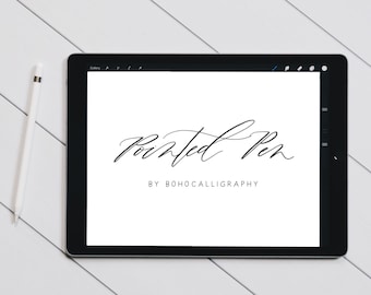 Dip Pen Procreate Calligraphy Brush | Modern Lettering Brush | Procreate Calligraphy Brush | Pointed Pen Calligraphy brush for procreate
